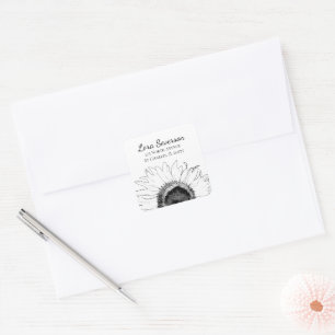 Black White Sunflower Return Address Envelope Seal
