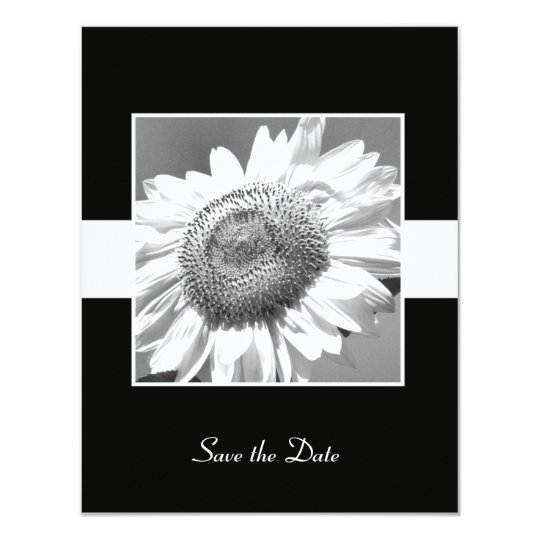 Black & White Sunflower Save the Date Card