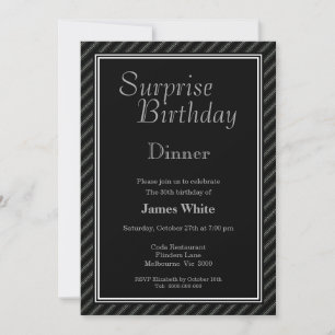 Black & White Surprise 30th Birthday Dinner Invitation
