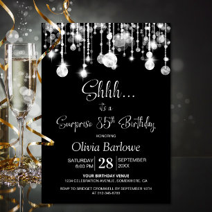 Black White Surprise 85th Birthday Party Invitation