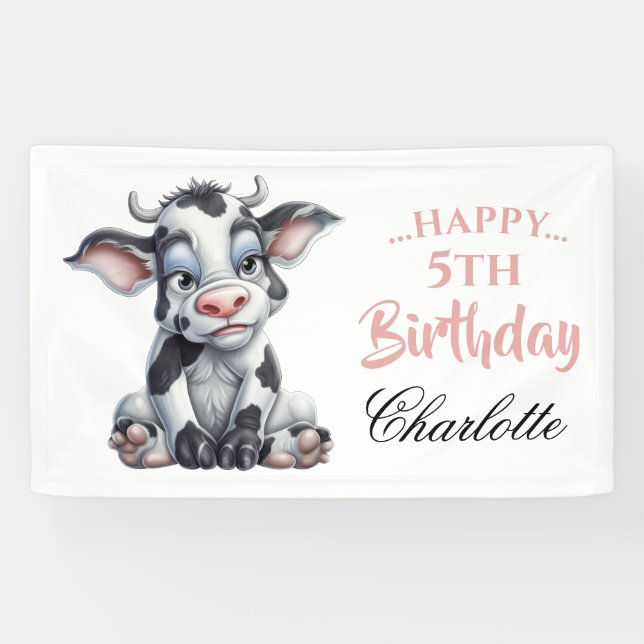 Black White Sweet Cow  Banner (Horizontal)