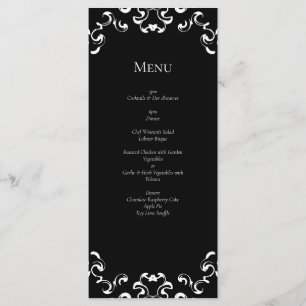 Black & White Swirl Gothic Wedding Menu