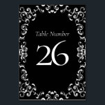 Black & White Swirl Gothic Wedding Table Number<br><div class="desc">Our beautiful swirl design lends a modern element to this purple and black gothic wedding collection.  Perfect for a dark themed wedding or Halloween affair.</div>