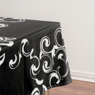 Black & White Swirl Gothic Wedding Tablecloth