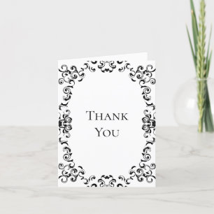 Black & White Swirl Gothic Wedding Thank You Card