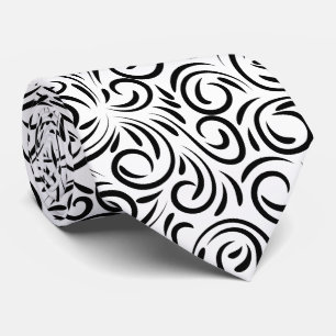 black white swirl pattern tie