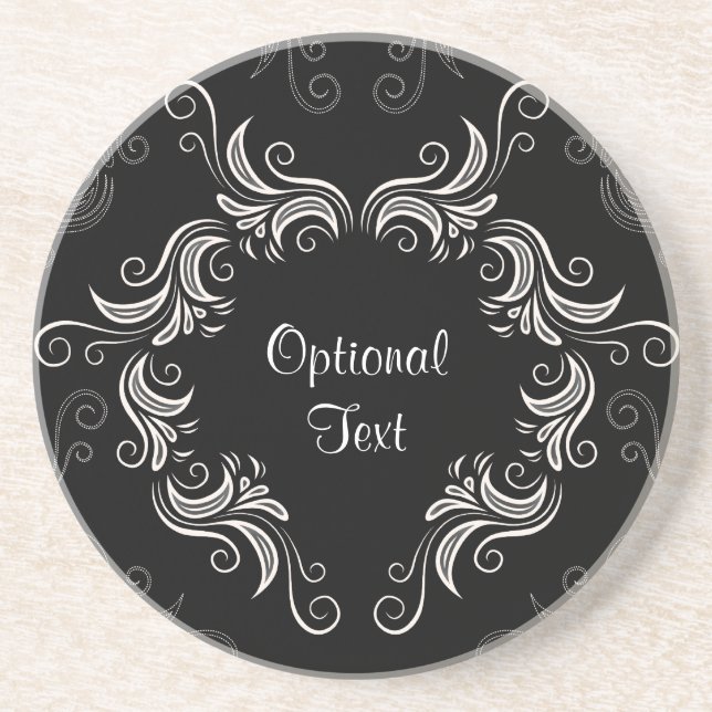 Black & White Swirls Frame Coaster (Front)