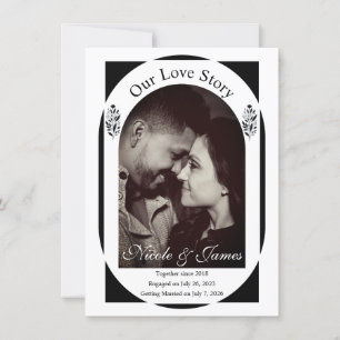 Black & White Tall Floral Modern Save the Date Invitation