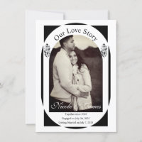 Black & White Tall Floral Modern Save the Date
