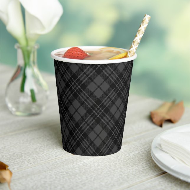 Black white tartan plaid winter Christmas holidays Paper Cups (Insitu)