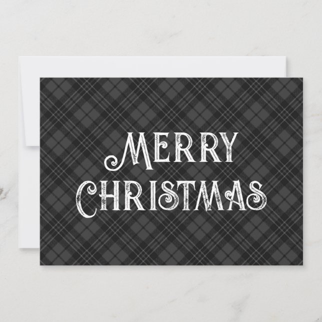 Black white tartan plaid winter Christmas pattern Holiday Card (Front)