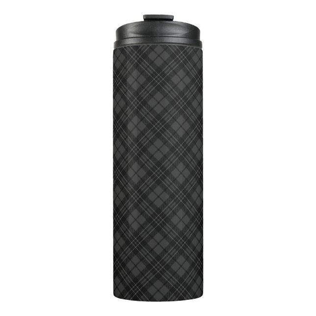 Black white tartan plaid winter Christmas pattern Thermal Tumbler (Front)