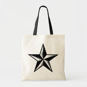 Black white tattoo star reusable bag