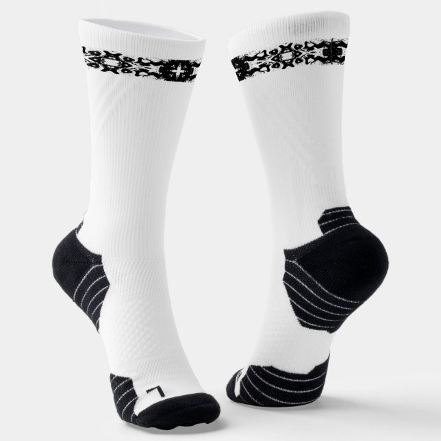 Black & White Tattoo Strip Socks (Angled)