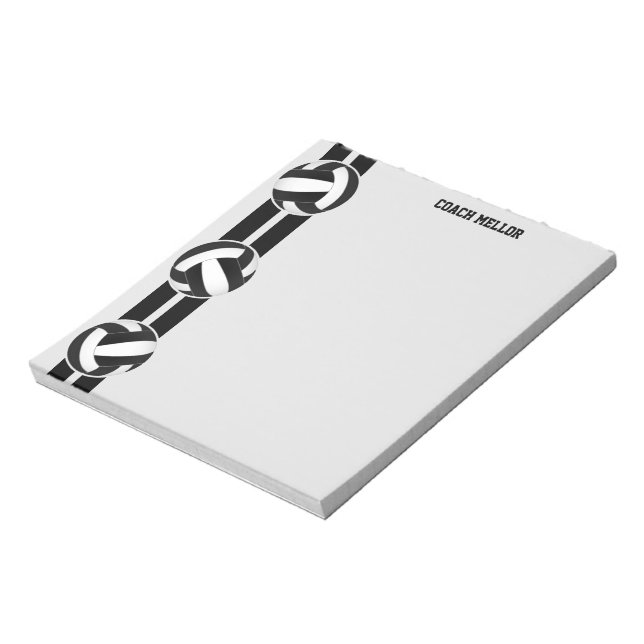 black white team colours volleyball coach custom notepad (Rotated)