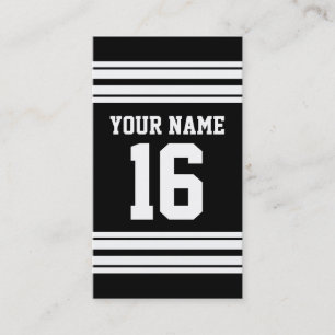 Black White Team Jersey Custom Number Name Business Card