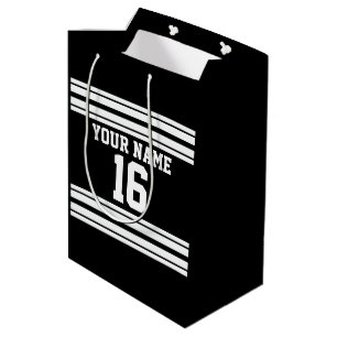 Black White Team Jersey Custom Number Name Medium Gift Bag