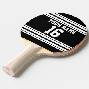 Black White Team Jersey Custom Number Name Ping Pong Paddle