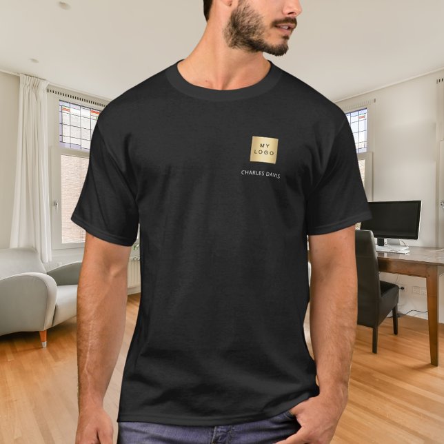 Black white team name logo business T-Shirt (Creator Uploaded)