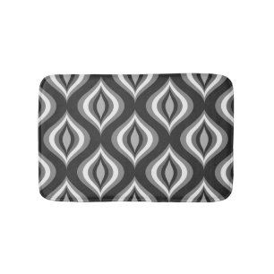 Black & White Teardrops Modern Geometric Pattern Bath Mat
