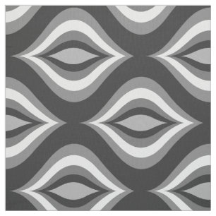 Black & White Teardrops Modern Geometric Pattern Fabric