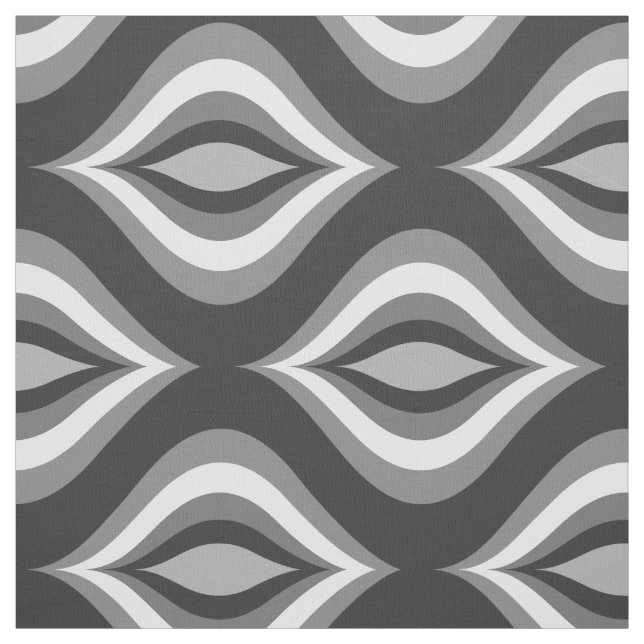 Black & White Teardrops Modern Geometric Pattern Fabric (Swatch)