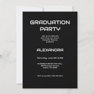 Black White Tech Graduation Party Photo Invitation