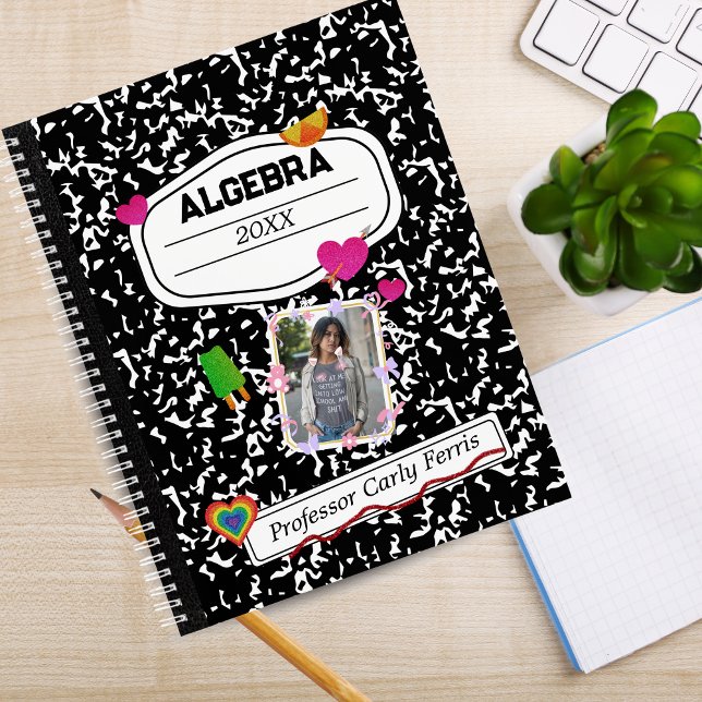Black White Teen Collage School, Custom Photo Notebook (Black White Teen Collage Custom Photo Notebook)