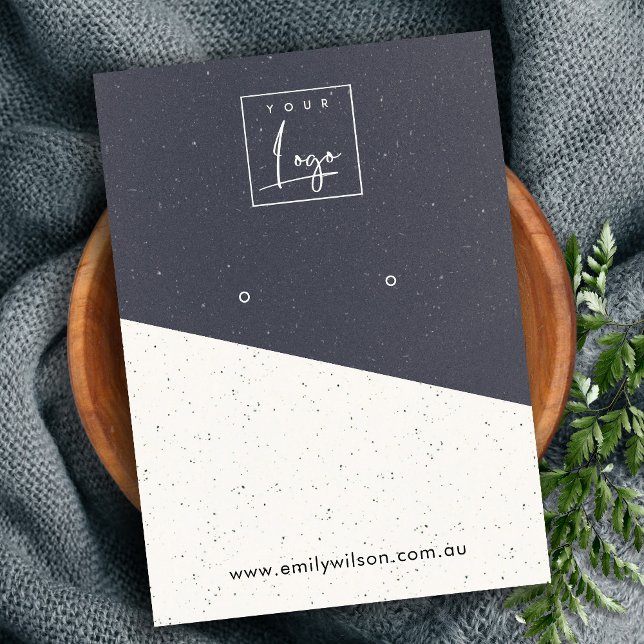 Black White Texture Ceramic Earring Display Logo B Business Card (Creator Uploaded)