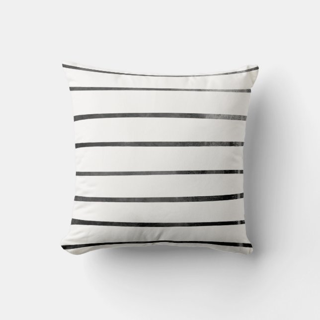 Black/White Textured Stripes Cushion (Front)
