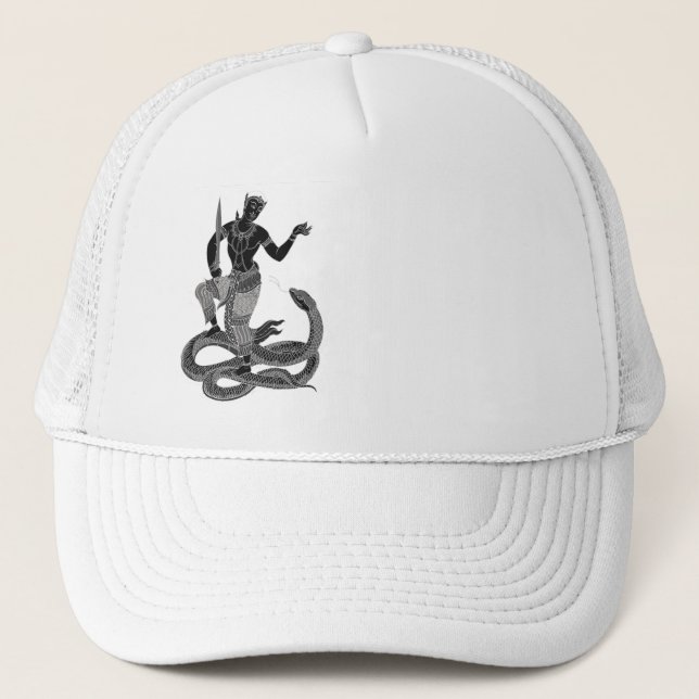 black white thai snake, songkarn, thai new year trucker hat (Front)