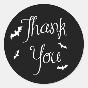 Black & White Thank You Bats Halloween Sticker