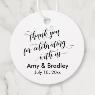 Black White Thank You for Celebrating with Us Favour Tags