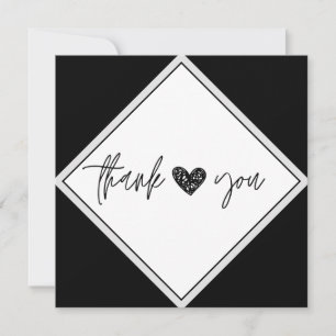 Black & White Thank You Heart Card