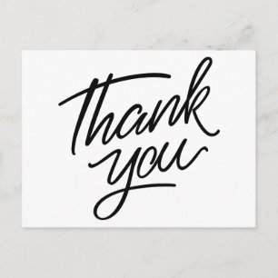 Black White Thank You Wedding Bridal Shower Party Postcard