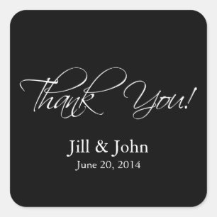 Black White Thank You Wedding Favour Stickers