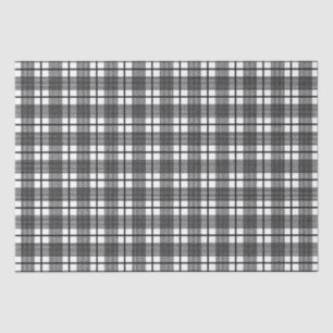 Black White Thin Glen Plaid Pattern Wrapping Paper