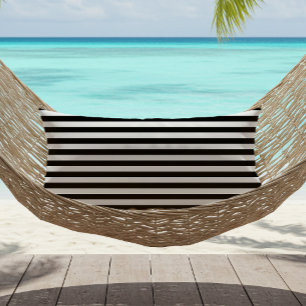Black White Thin Horizontal Stripes Outdoor Lumbar Cushion