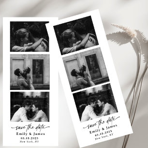 black white Three photo calligraphy chic script Invitation