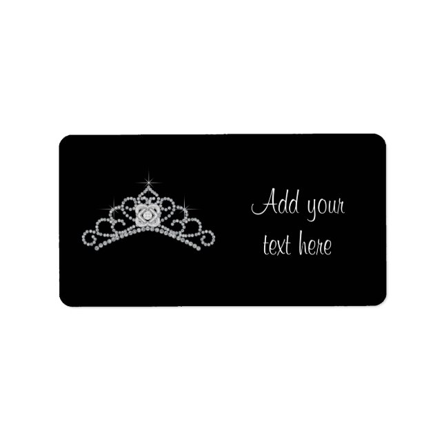 Black White Tiara Address Labels (Front)
