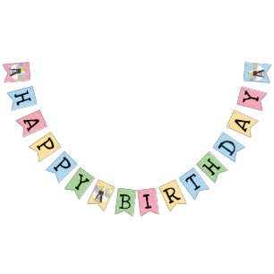 Black White Tibetan Terrier Dog Birthday Party Bunting