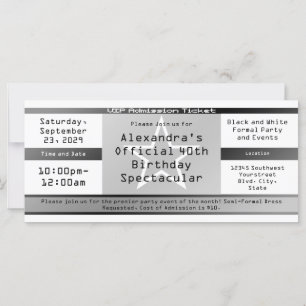 Black/White Ticket Style Invitation or Ticket