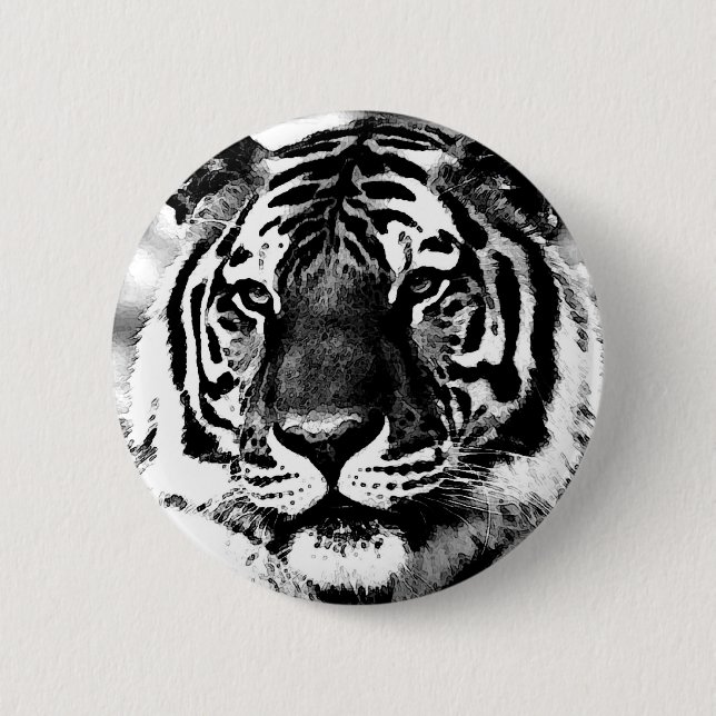 Black & White Tiger 6 Cm Round Badge (Front)