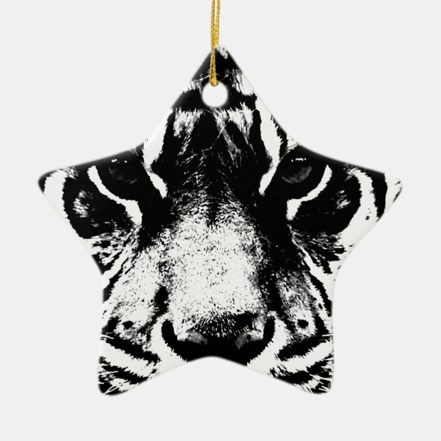 Black & White Tiger Ceramic Ornament (Front)