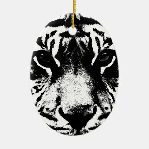 Black & White Tiger Ceramic Ornament