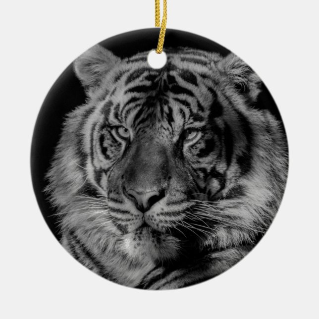 Black & White Tiger Ceramic Ornament (Front)