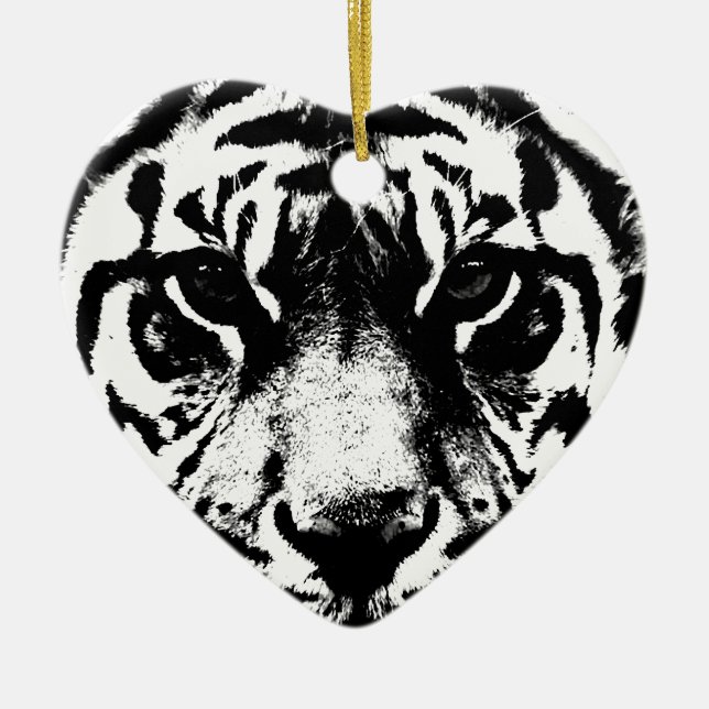 Black & White Tiger Ceramic Ornament (Front)