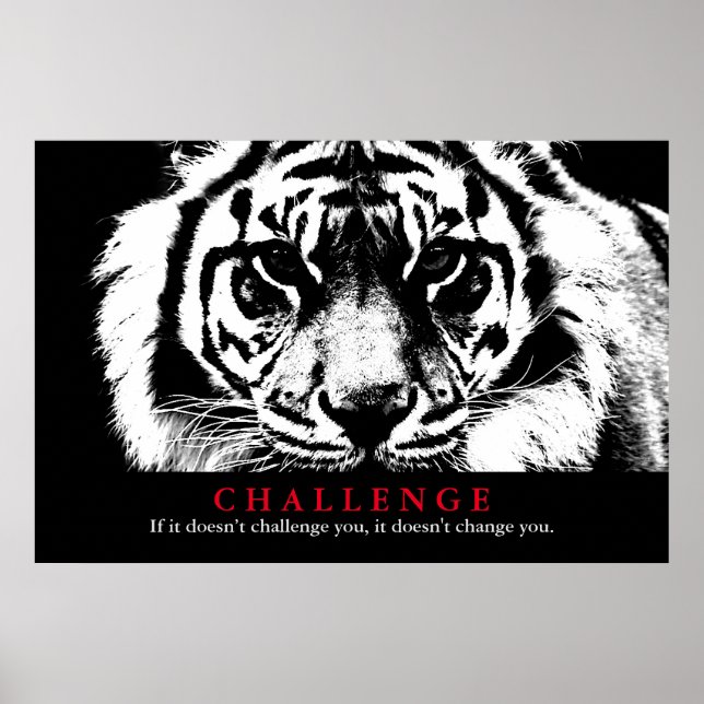 Black & White Tiger Inspirational Challenge Poster (Front)