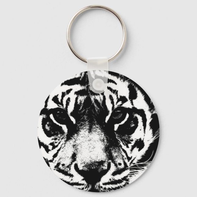 Black & White Tiger Key Ring (Front)