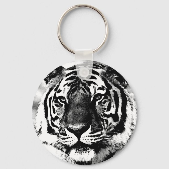 Black & White Tiger Key Ring (Front)